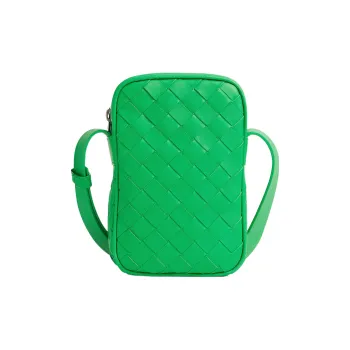Bottega Veneta Cow Leather Cell Phone Pouch, Shoulder Bag, Crossbody Bag Regular Men's Parrot Green