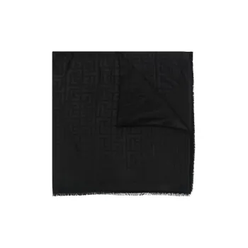 BALMAIN Logo-Printed Fringed Edge Scarf