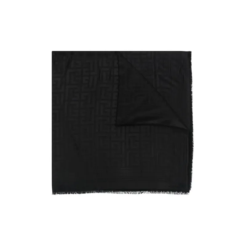 BALMAIN Logo-Printed Fringed Edge Scarf-0