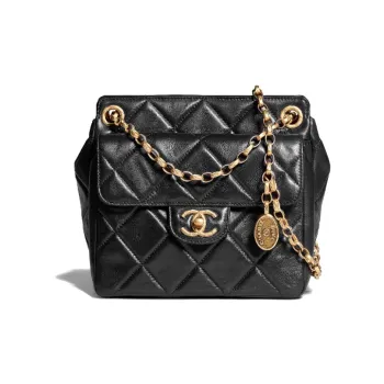 CHANEL Lambskin Mini Square Flap Bag, Shoulder Bag, Crossbody Bag, Handbag Trumpets Women's Black