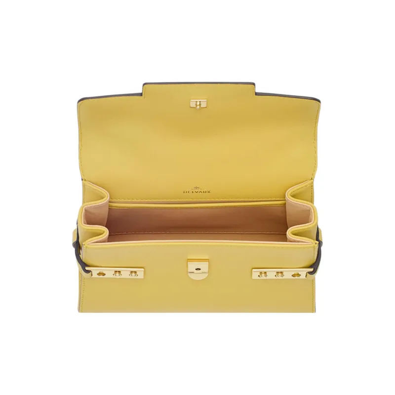 Delvau Tempête Calfskin Shoulder Bag Crossbody Bag Handbag Small Size Women's Yellow-3