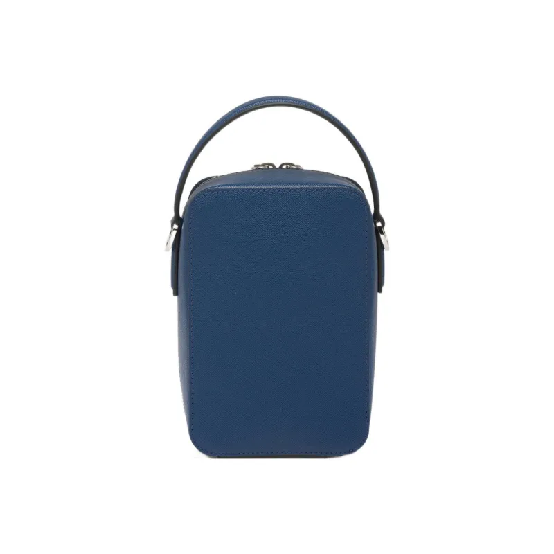 PRADA Brique Leather Shoulder Bag Crossbody Bag Handbag Men's Dark Blue-1