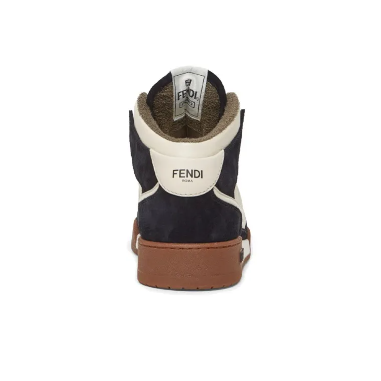 FENDI Mid Top Stylish Skateboarding Shoes Men's White Black-4