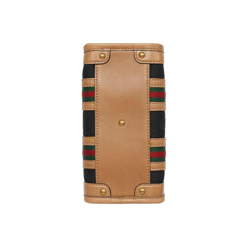 GUCCI Canvas With Leather Canvas Bag, Travel Bag, Shoulder Bag, Crossbody Bag, Handbag Mini Women's Black/Brown-6