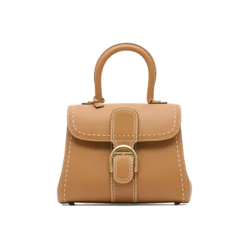 Delvau Brillant Grain Calfskin Shoulder Bag, Crossbody Bag, Handbag Small Size Women's Brown