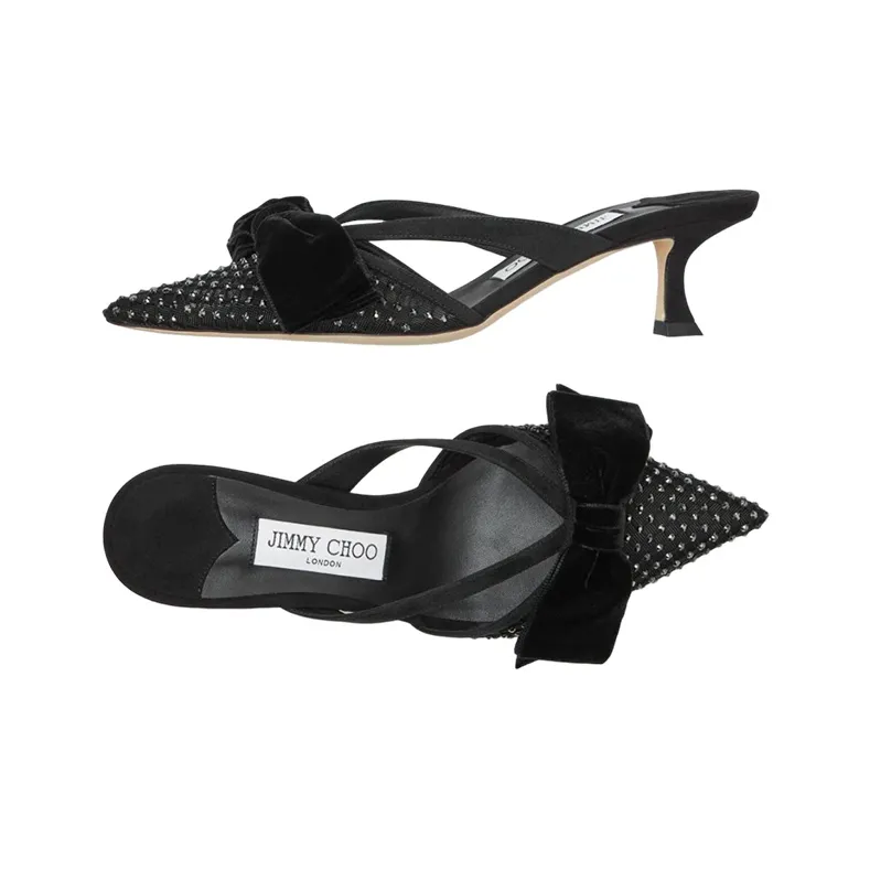 Jimmy Choo Flaca Closed Toe Slippers Women's Black-4