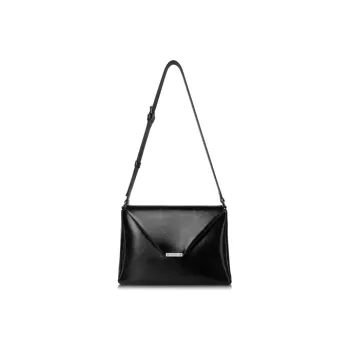 INJOYLIFE Cow Leather Soft Leather Envelope Bag Shoulder Bag Medium Size Men's Black