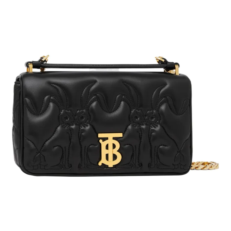 Burberry Lola Lola Bag Lambskin Patchwork Leather Shoulder Bag Crossbody Bag Small Size Women's Black-2