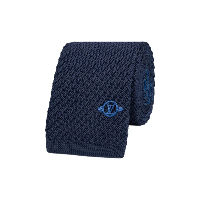LOUIS VUITTON Cotton Silk Tie Men's Blue-2