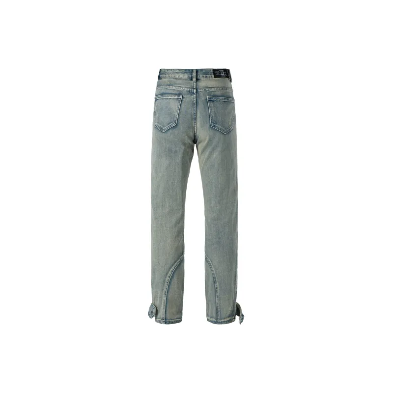 XINYINSU Holes And Zippers Design Unisex Jeans-1