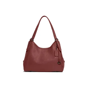 COACH Lori Pebbled Leather With Suede Handbag, Shoulder Bag Women's Red Brown