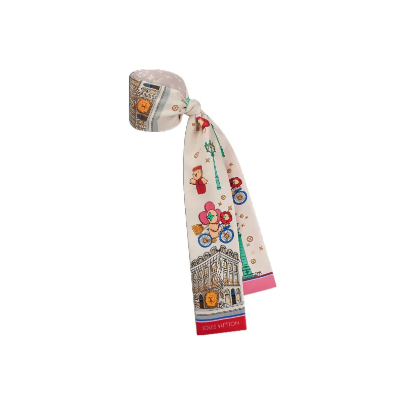 LOUIS VUITTON Vivienne Silk Scarves Women's Beige-1