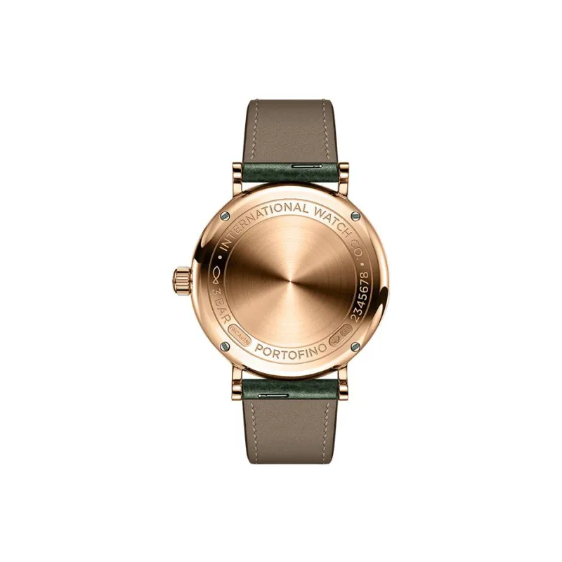 IWC Portofino Automatic Mechanical Movement Women's Watch Green Dial Red Gold Watch Case Genuine Leather Strap-2
