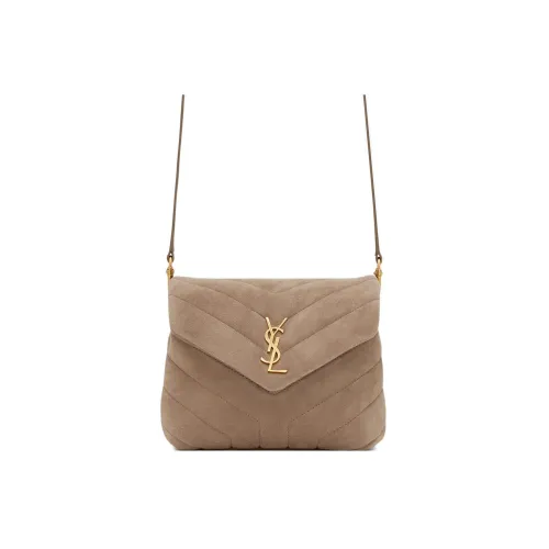 SAINT LAURENT LOULOU Calfskin Handheld Crossbody Bag Shoulder Bag Women's Taupe