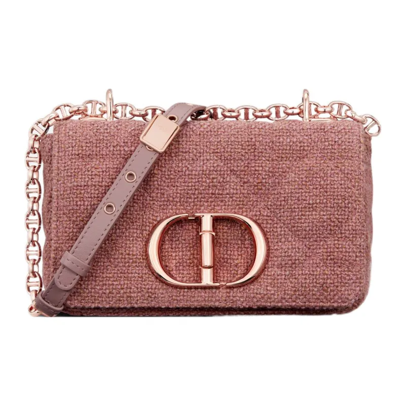 DIOR Caro Linen Shoulder Bag Crossbody Bag Small Size Women's Purple-0