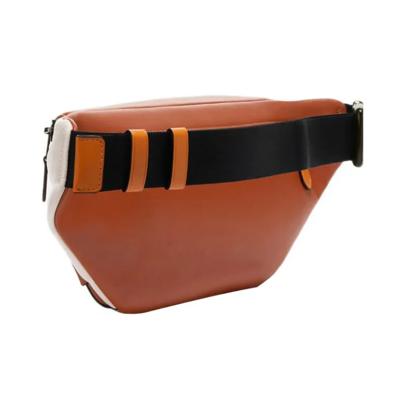 COACH Calfskin Sling Bag, Fanny Pack Tubas Men's Chalk White & Sunset Red-1