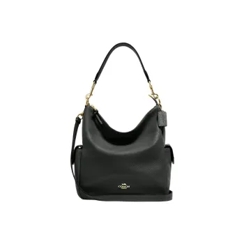COACH Pennie Pebbled Leather With Suede Accents Handbag Shoulder Bag Women's Black