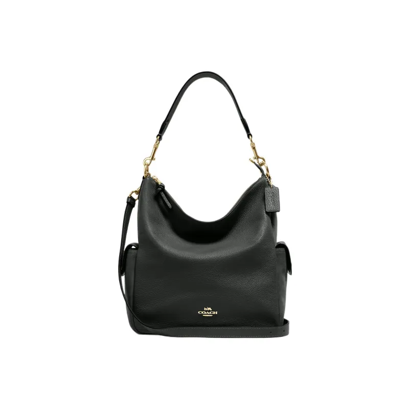 COACH Pennie Pebbled Leather With Suede Accents Handbag Shoulder Bag Women's Black-0