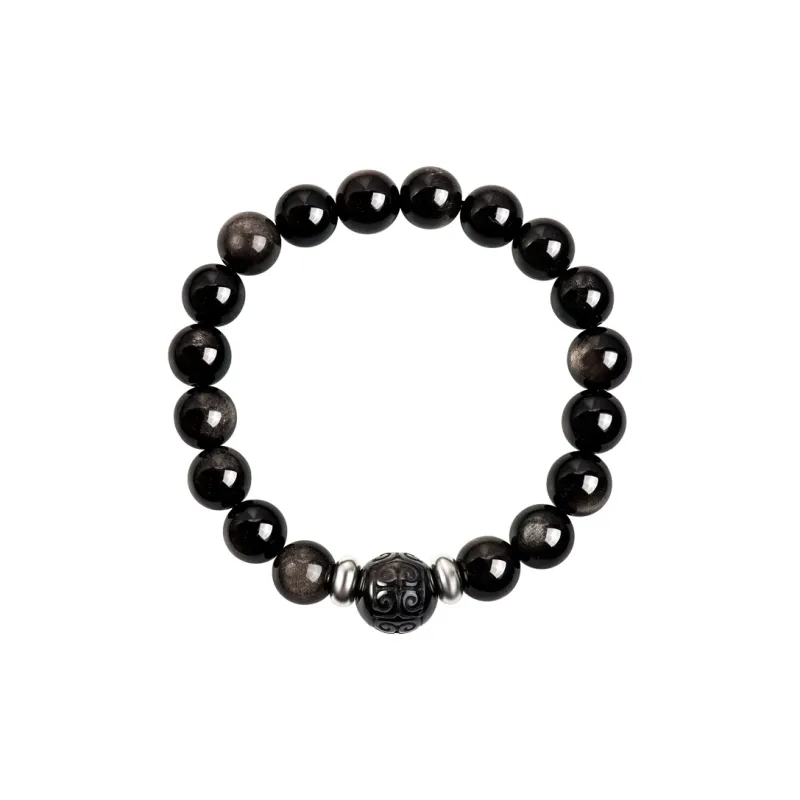 SIMPLE JOYS Natural Obsidian Bracelets Unisex-5