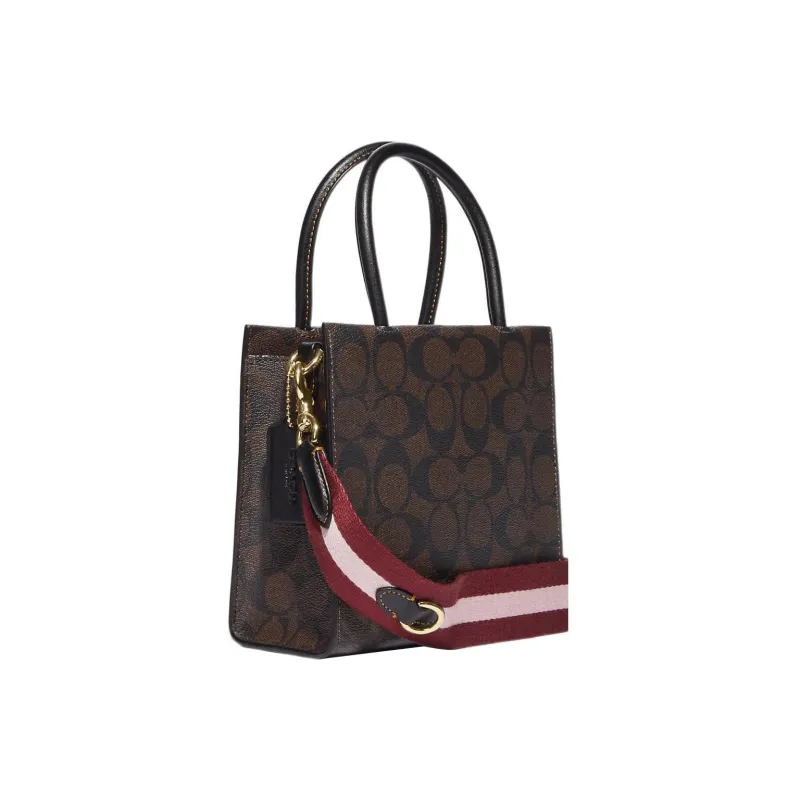 COACH Cally Patchwork Cow Split Leather Handbags Shoulder Bag Crossbody Bag Mini Women's Dark Brown-1