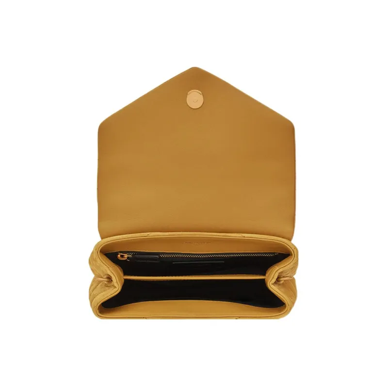 SAINT LAURENT LOULOU Calfskin Crossbody Bag Shoulder Bag Women's Yellow Green-5