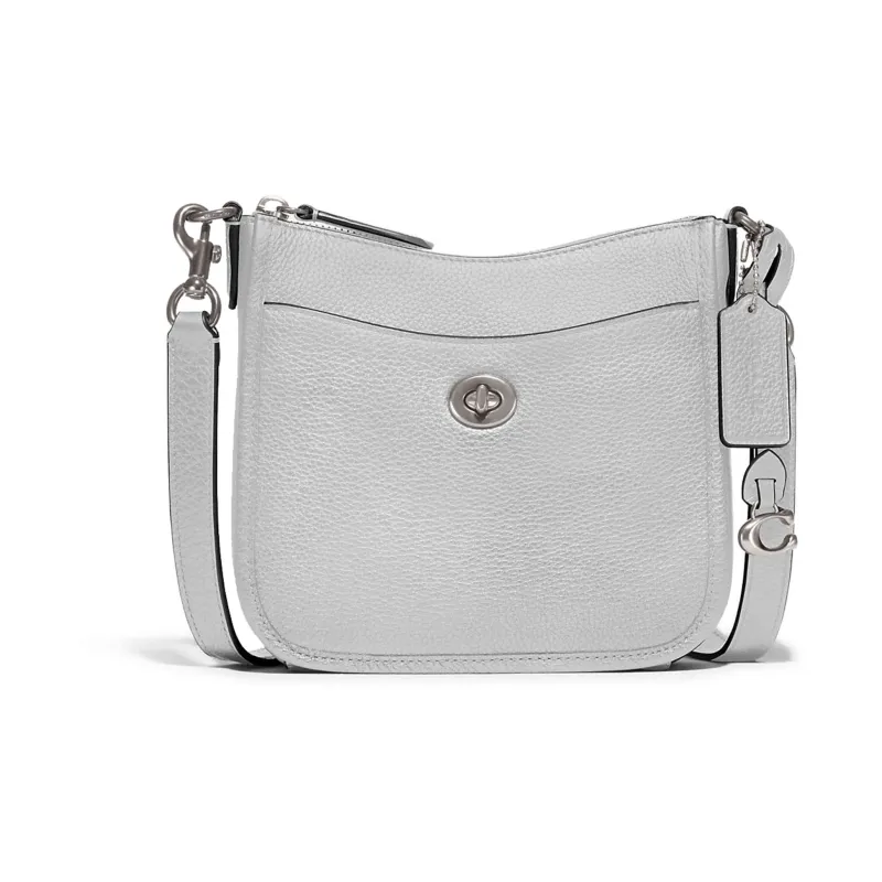 COACH Chaise Pebbled Leather Crossbody Bags Trumpets Women's Metal Silver-0