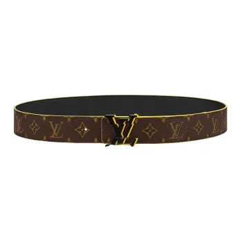 LOUIS VUITTON Cow Leather Belts Men's Brown Width 4cm