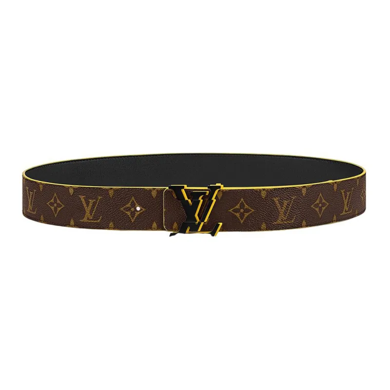 LOUIS VUITTON Cow Leather Belts Men's Brown Width 4cm-0