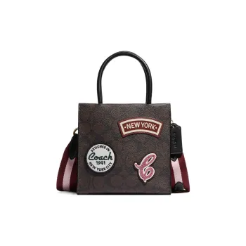 COACH Cally Patchwork Cow Split Leather Handbags Shoulder Bag Crossbody Bag Mini Women's Dark Brown
