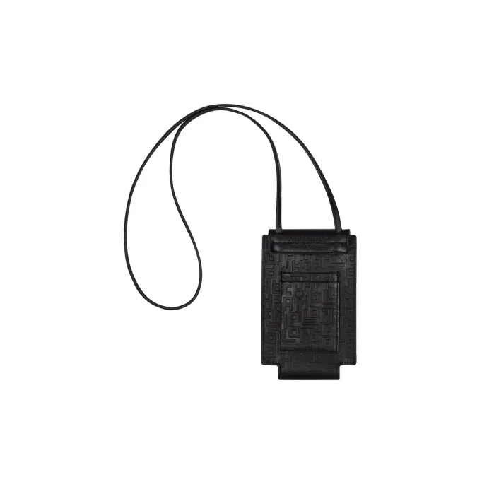 LONGCHAMP Le Pliage Cuir Cow Leather Shoulder Bag Crossbody Bag Cell Phone Pouch Men's Black-1