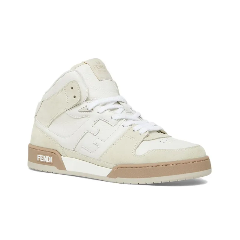 FENDI Match High Top Stylish Skateboarding Shoes Men's White-2