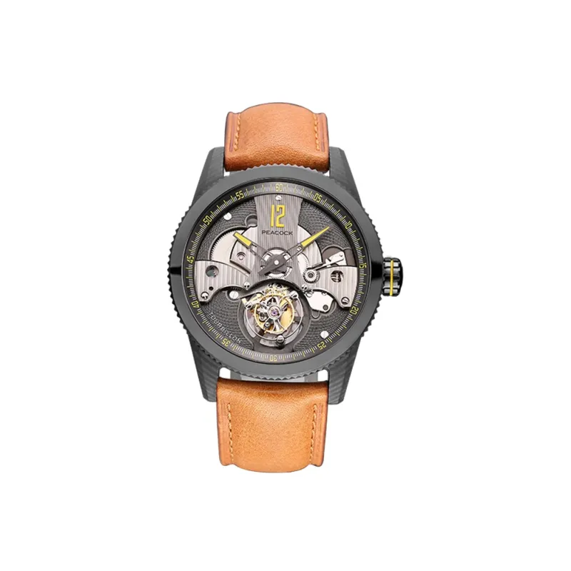 PEACOCK CLASSIC Collection Manual Mechanical Movement Watch Men's Watches Black Dial P501 4 Red-1