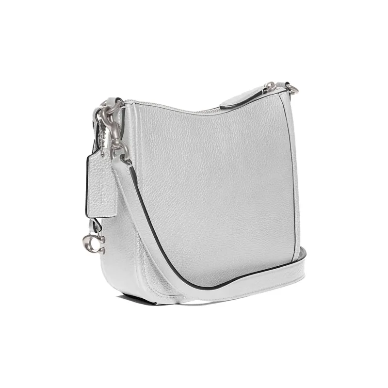 COACH Chaise Pebbled Leather Crossbody Bags Trumpets Women's Metal Silver-1