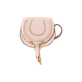 Chloe Marcie Brass And Grained Calfskin Saddle Bag Shoulder Bag Crossbody Bag Extra Mini Women's Light Blush Pink