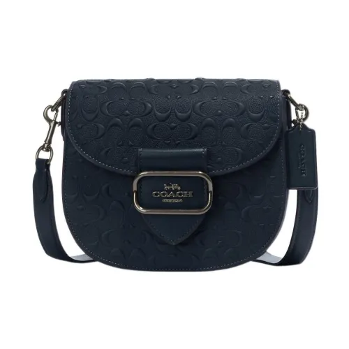 COACH Cow Leather Saddle Bag Shoulder Bag Crossbody Bag Small Size Women's Midnight Navy