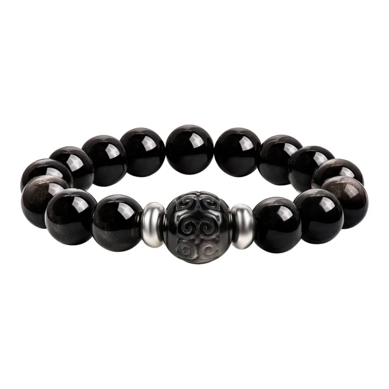 SIMPLE JOYS Natural Obsidian Bracelets Unisex-13