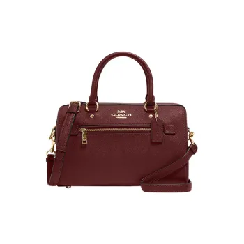 COACH Rowan Cross-Stitch Leather Briefcase Shoulder Bag Crossbody Bag Handbag Large Size Women's Cherry Red