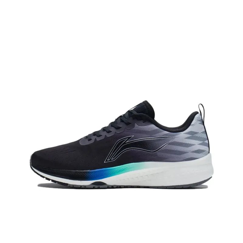 LiNing Red Hare 5 Cushioned Anti-Slip Wear-Resistant Breathable Lightweight Low-Top Running Shoes Black Gray Blue-0