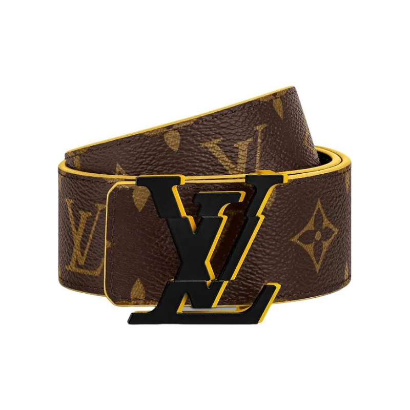 LOUIS VUITTON Cow Leather Belts Men's Brown Width 4cm-2