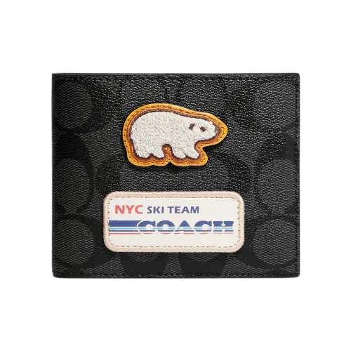 COACH 3 IN 1 Wallet Artificial Leather Card Holder Wallet Women's Black
