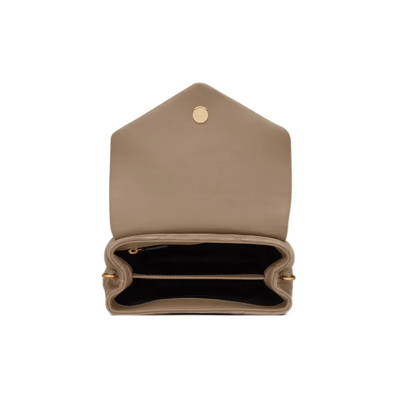 SAINT LAURENT LOULOU Calfskin Handheld Crossbody Bag Shoulder Bag Women's Taupe-5