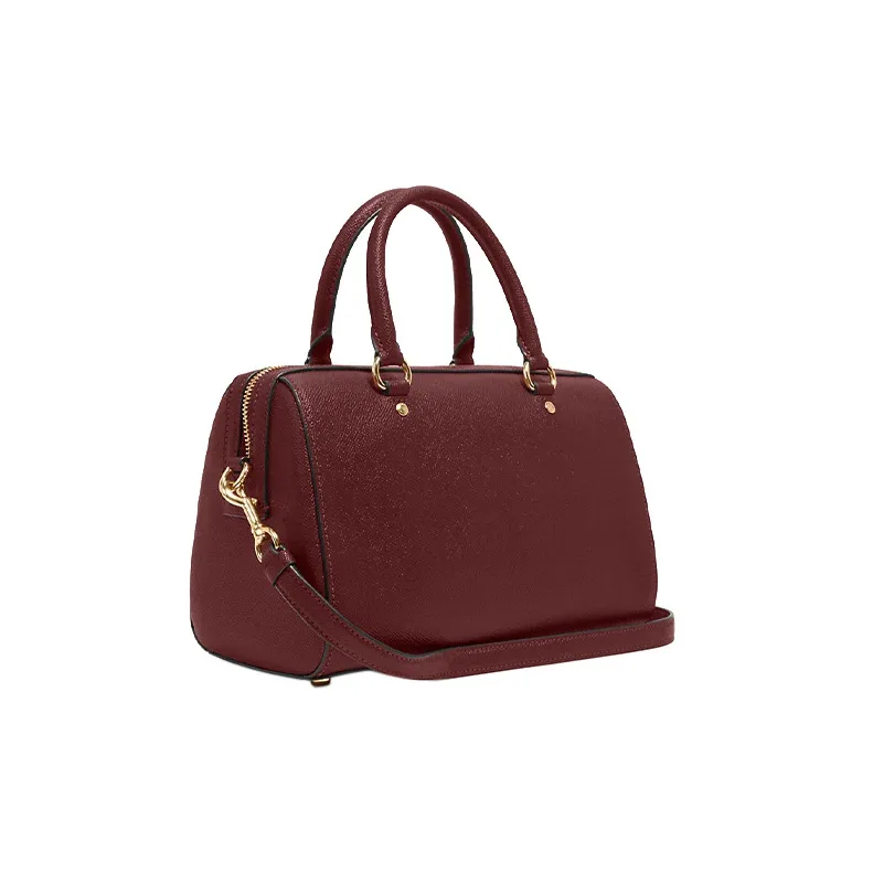 COACH Rowan Cross-Stitch Leather Briefcase Shoulder Bag Crossbody Bag Handbag Large Size Women's Cherry Red-1