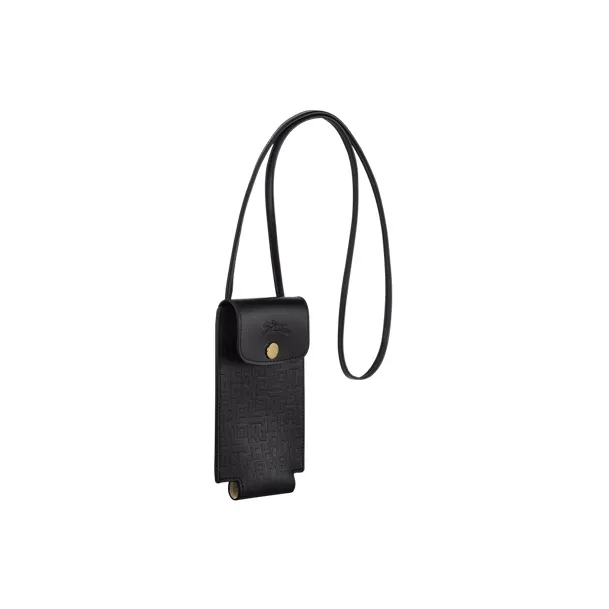 LONGCHAMP Le Pliage Cuir Cow Leather Shoulder Bag Crossbody Bag Cell Phone Pouch Men's Black-2