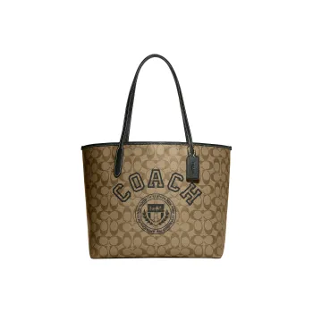 COACH City Artificial Leather Tote Bag Shopping Bag Shoulder Bag Handbag Large Size Women's Khaki