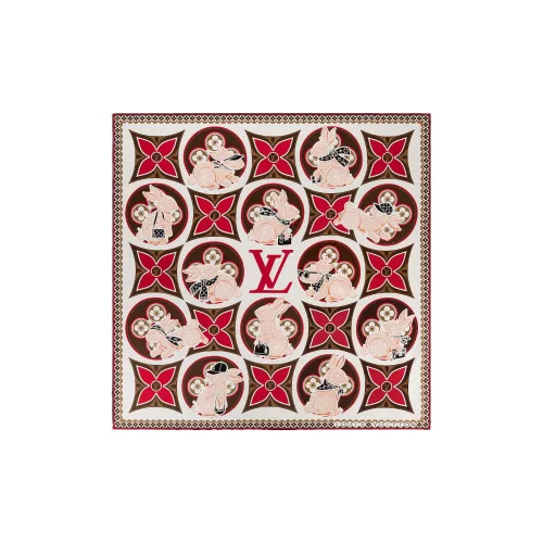 LOUIS VUITTON Silk Scarves Women's Red