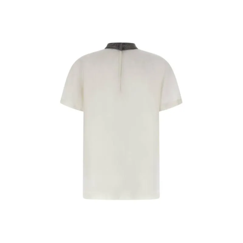 Brunello Cucinelli Monili Chain Embellished Crewneck T Shirt-1