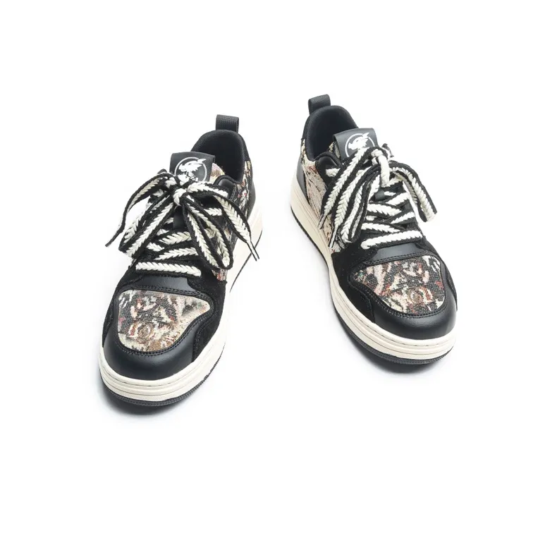 Jifffly Skateboard Shoes Unisex Low Top Black/White-4