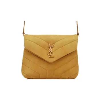 SAINT LAURENT LOULOU Calfskin Crossbody Bag Shoulder Bag Women's Yellow Green