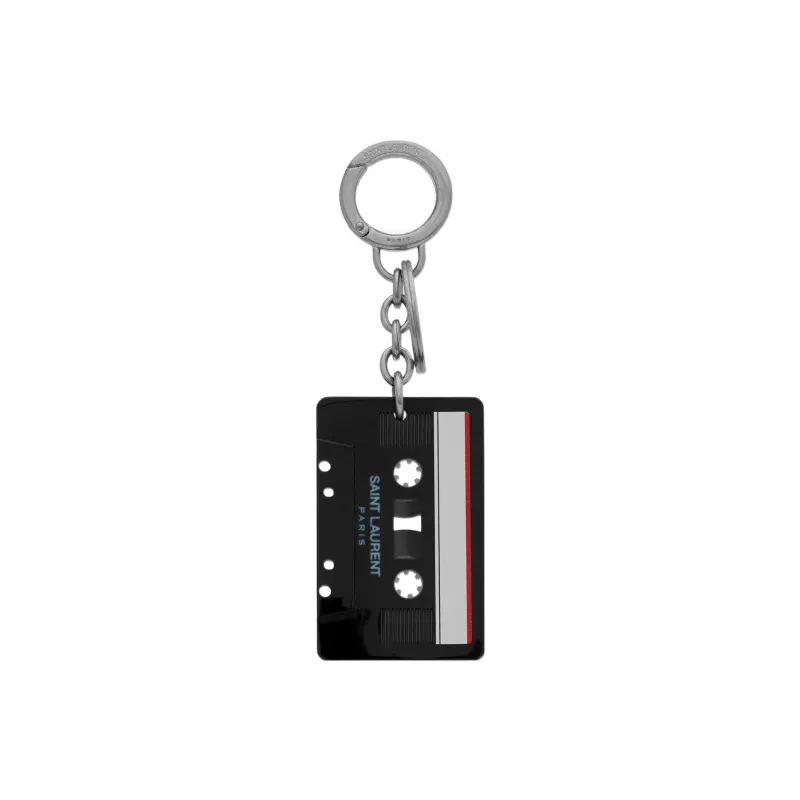 SAINT LAURENT Plexiglass Keychain Bag Accessory Unisex Black/Oxidized Nickel-1
