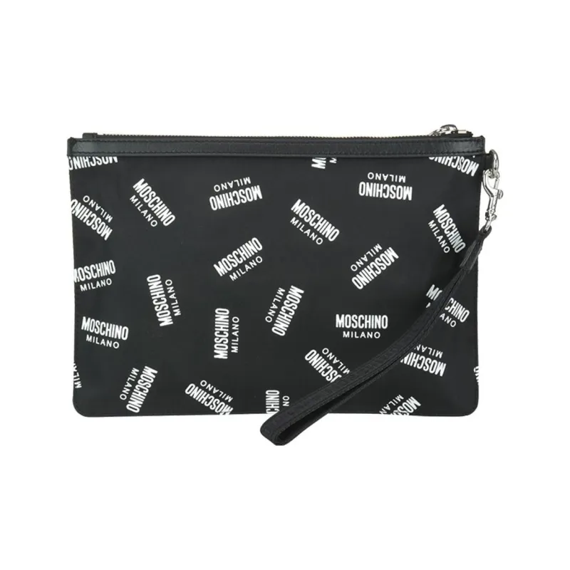 MOSCHINO Nylon Makeup Bags Clutches Medium Size Women's Black-2